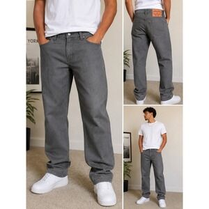 Switch Premium Denim Pants Gray Cotton Blend Straight Leg Casual Mens 36x34